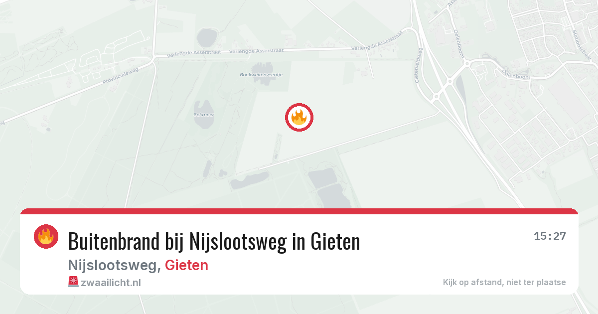 Buitenbrand bij Nijslootsweg in Gieten — 25 jun 2026