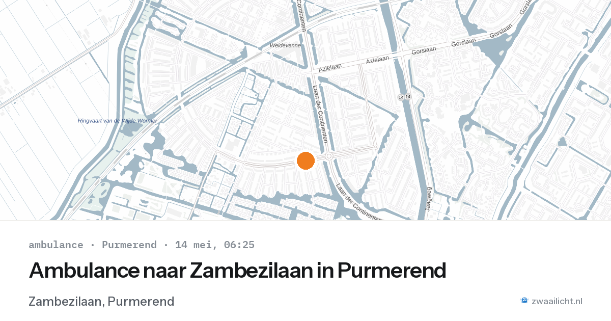 Ambulance naar Zambezilaan in Purmerend — 14 mei 2026