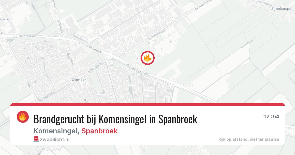 Brandgerucht bij Komensingel in Spanbroek — 13 jul 2026