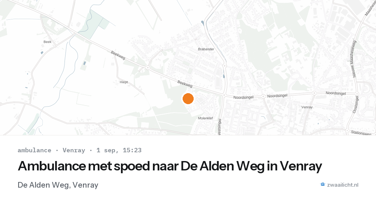 Ambulance met spoed naar De Alden Weg in Venray — 1 sep 2026
