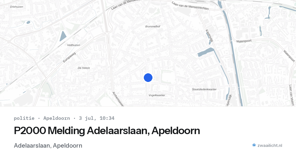 P2000 Melding Adelaarslaan, Apeldoorn — 3 jul 2026