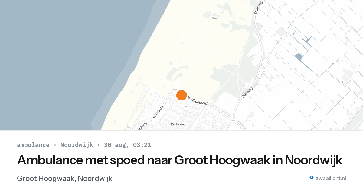 Ambulance met spoed naar Groot Hoogwaak in Noordwijk — 30 aug 2026