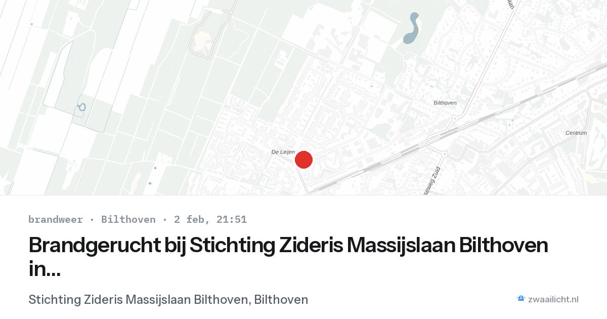 Brandgerucht bij Stichting Zideris Massijslaan Bilthoven in Bilthoven — 2 feb 2026