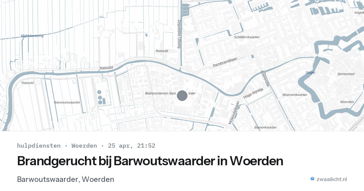 Brandgerucht bij Barwoutswaarder in Woerden — 25 apr 2026