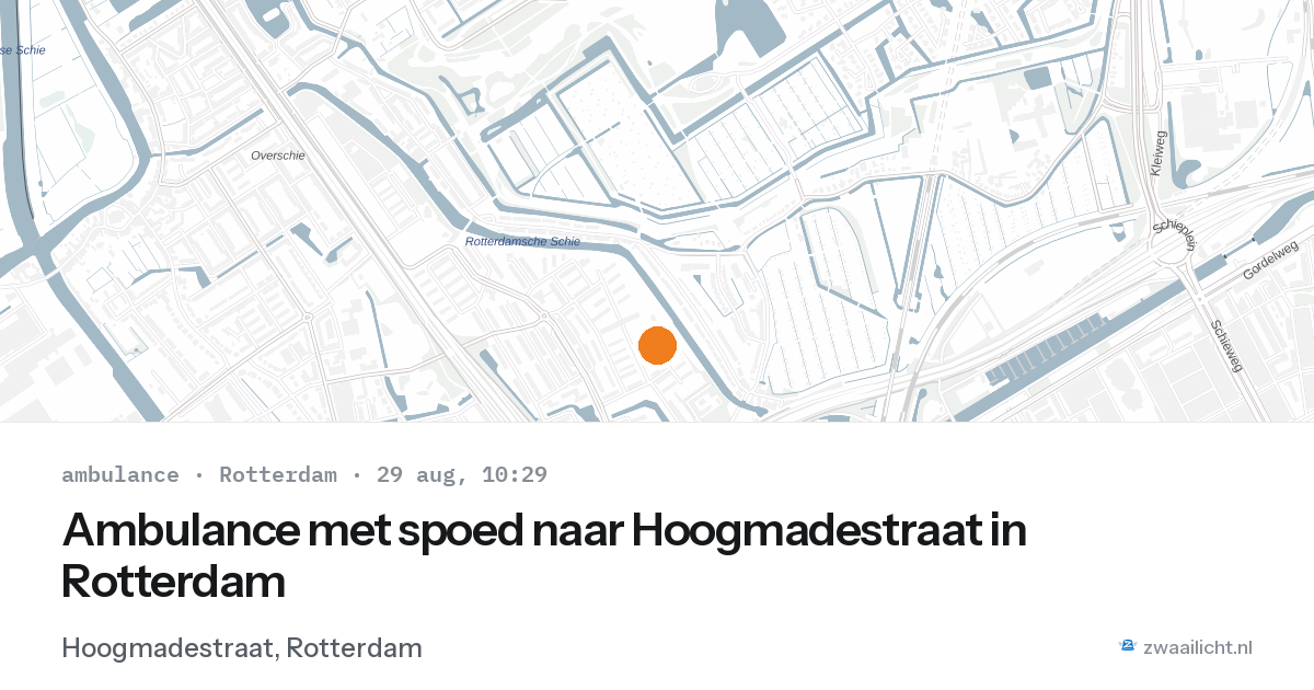 Ambulance met spoed naar Hoogmadestraat in Rotterdam — 29 aug 2026