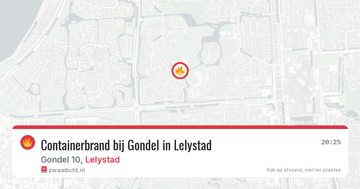 Containerbrand bij Gondel in Lelystad — 23 jun 2026