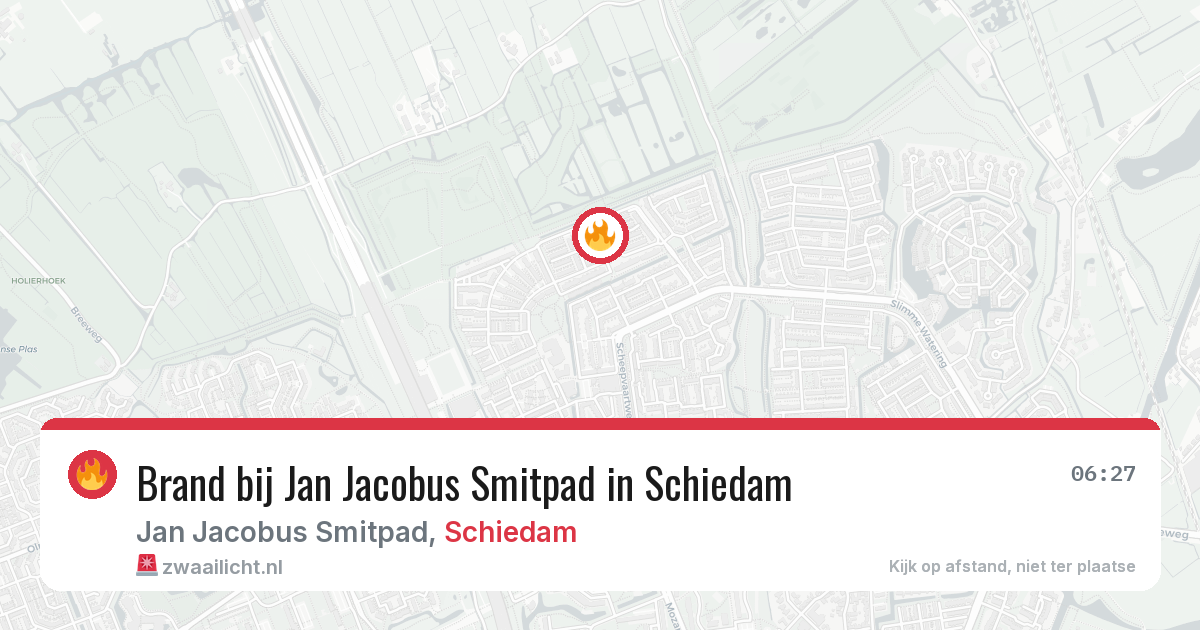 Brand bij Jan Jacobus Smitpad in Schiedam — 16 jun 2026