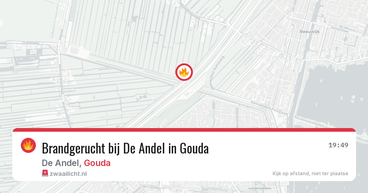 Brandgerucht bij De Andel in Gouda — 20 jun 2026