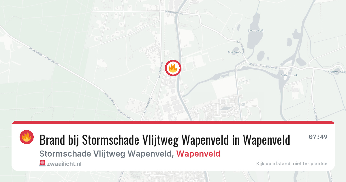 Brand bij Stormschade Vlijtweg Wapenveld in Wapenveld — 25 mrt 2026