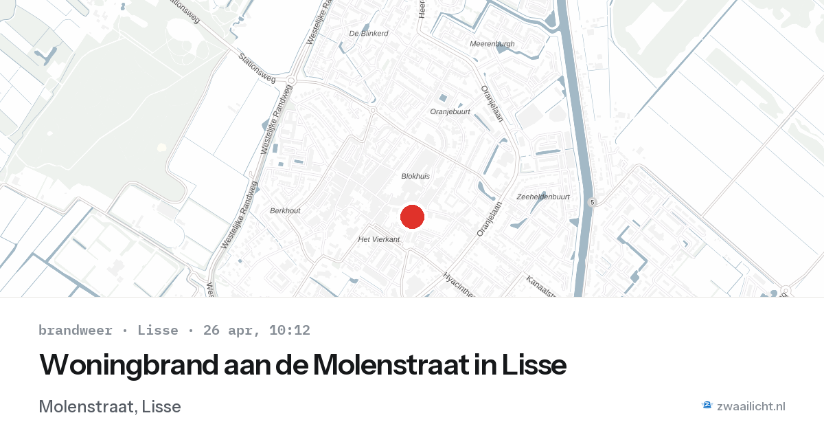 Woningbrand aan de Molenstraat in Lisse — 26 apr 2026