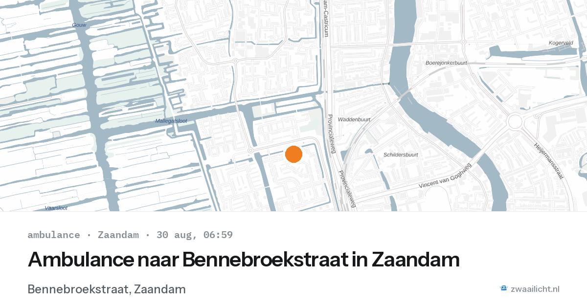 Ambulance naar Bennebroekstraat in Zaandam — 30 aug 2026