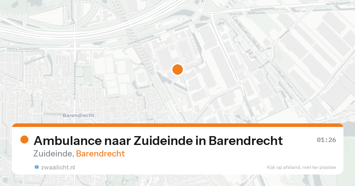Ambulance naar Zuideinde in Barendrecht — 16 aug 2026
