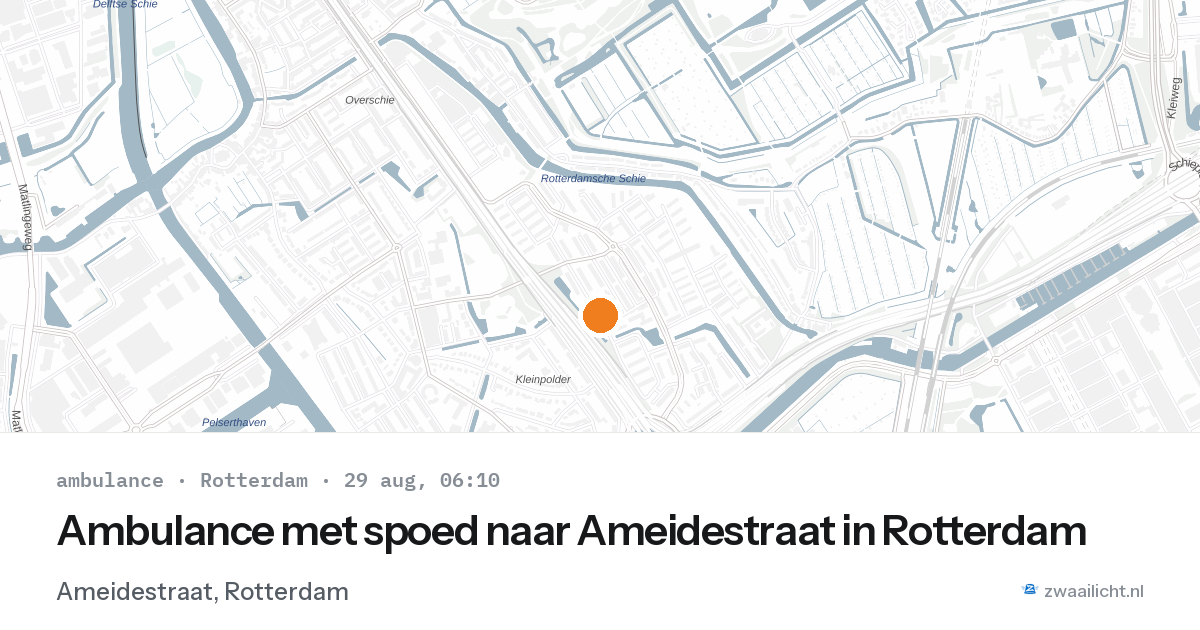 Ambulance met spoed naar Ameidestraat in Rotterdam — 29 aug 2026