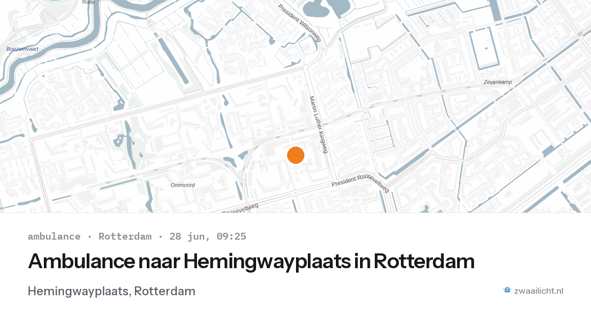 Ambulance naar Hemingwayplaats in Rotterdam — 28 jun 2026