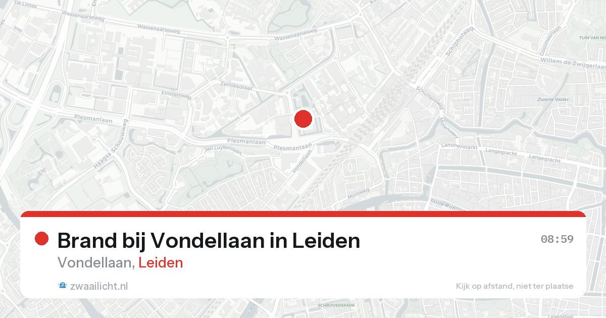 Brand bij Vondellaan in Leiden — 8 mei 2026