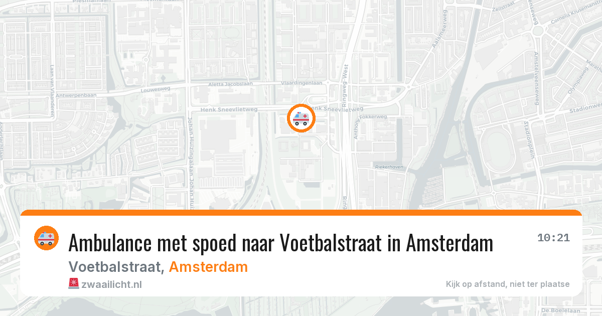Ambulance met spoed naar Voetbalstraat in Amsterdam — 9 aug 2026