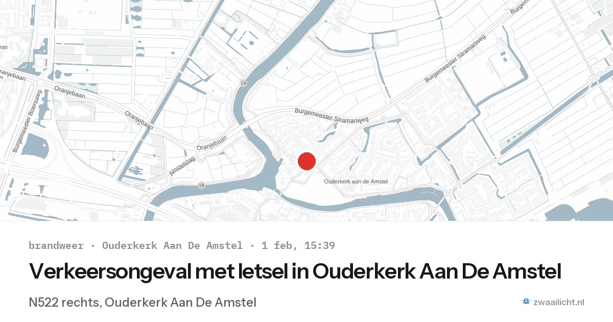 Verkeersongeval met letsel in Ouderkerk Aan De Amstel — 1 feb 2026