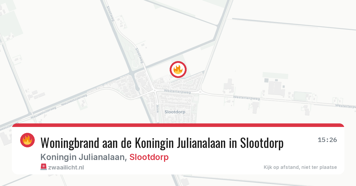 Woningbrand aan de Koningin Julianalaan in Slootdorp — 12 feb 2026