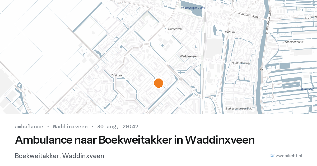 Ambulance naar Boekweitakker in Waddinxveen — 30 aug 2026