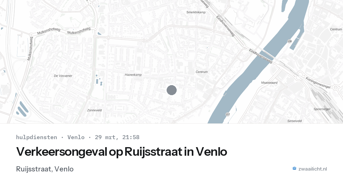 Verkeersongeval op Ruijsstraat in Venlo — 29 mrt 2026