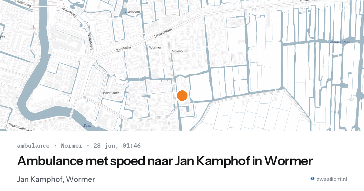 Ambulance met spoed naar Jan Kamphof in Wormer — 27 jun 2026