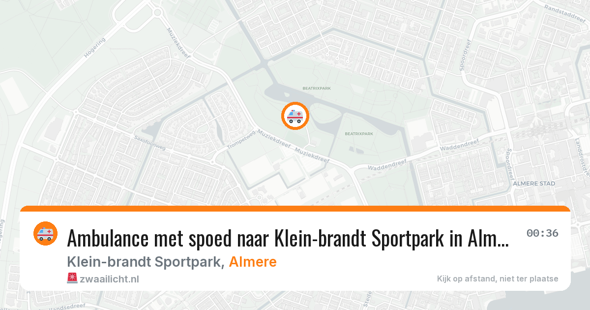 Ambulance met spoed naar Klein-brandt Sportpark in Almere — 25 jul 2026