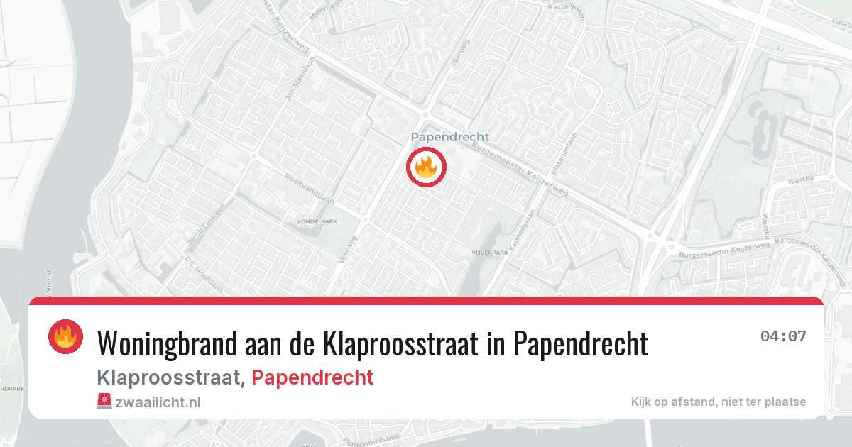 Woningbrand aan de Klaproosstraat in Papendrecht — 12 jun 2026