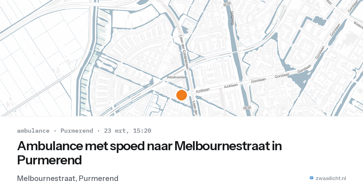 Ambulance met spoed naar Melbournestraat in Purmerend — 23 mrt 2026