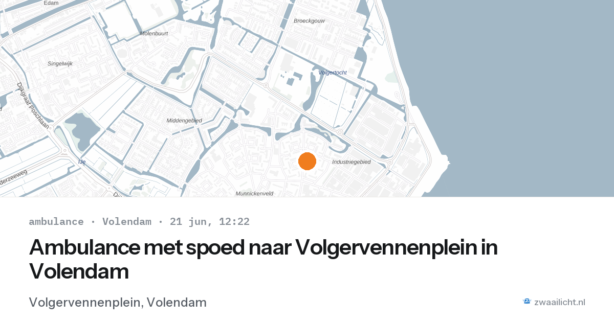 Ambulance met spoed naar Volgervennenplein in Volendam — 21 jun 2026