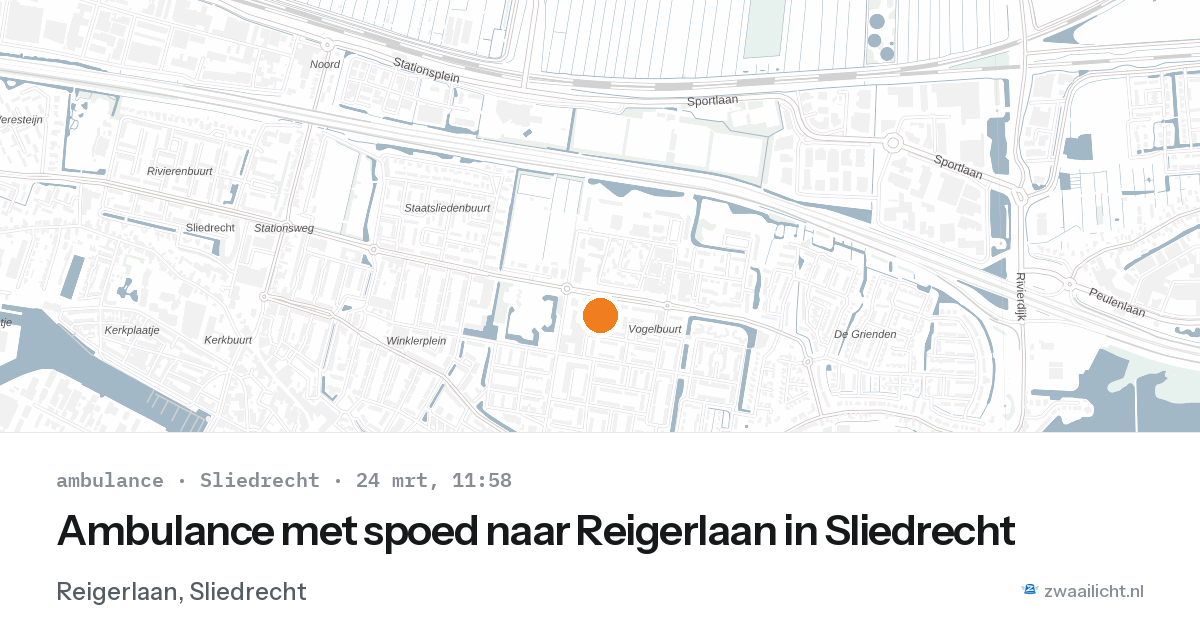 Ambulance met spoed naar Reigerlaan in Sliedrecht — 24 mrt 2026