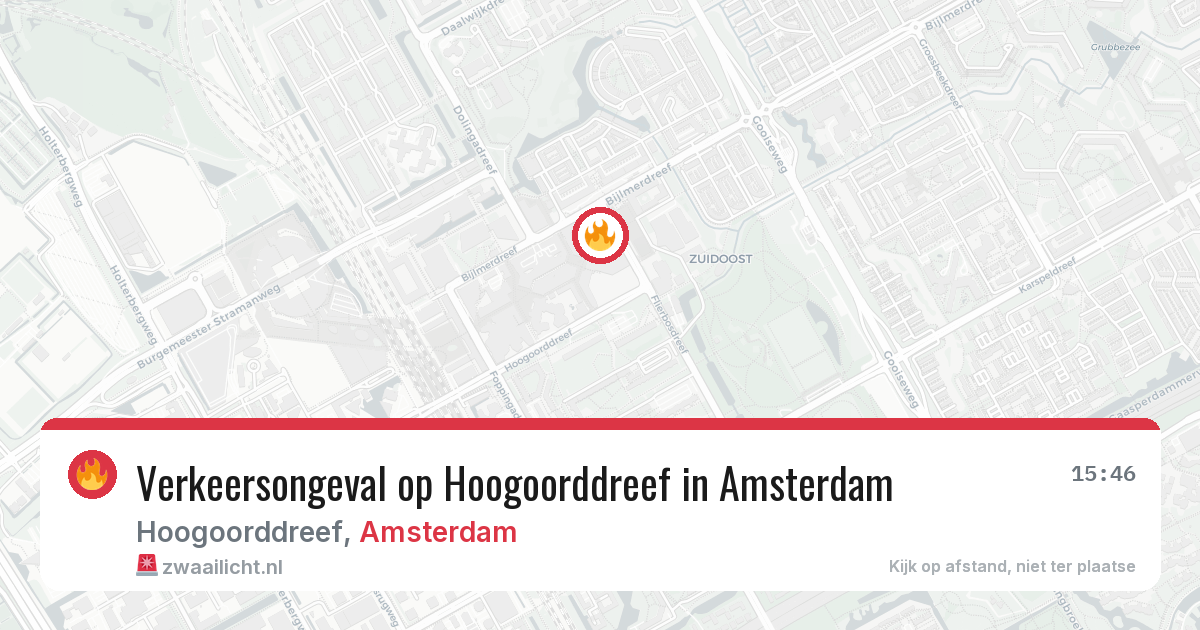 Verkeersongeval op Hoogoorddreef in Amsterdam — 6 apr 2026
