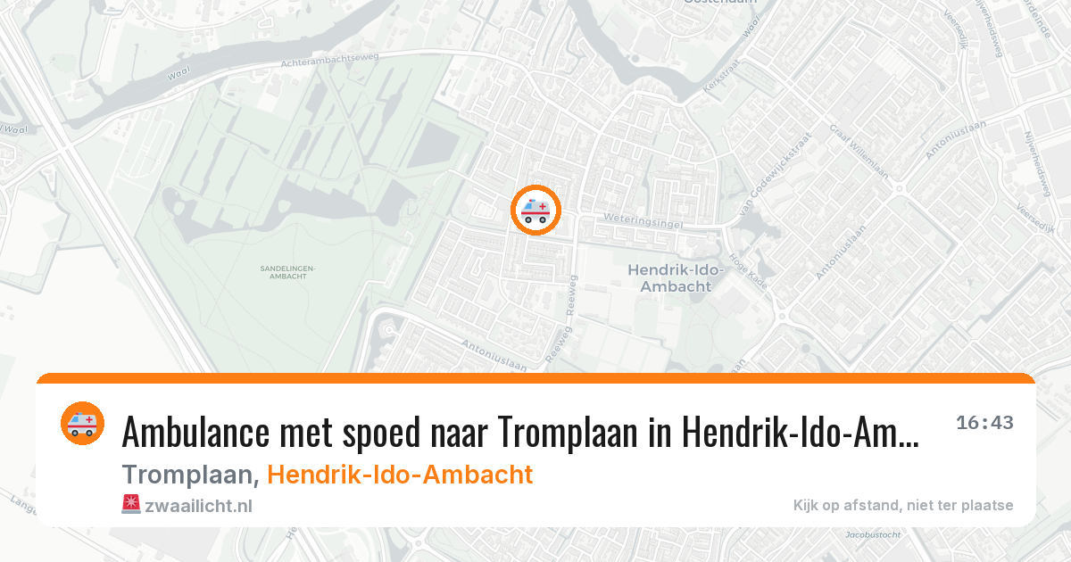 Ambulance met spoed naar Tromplaan in Hendrik-Ido-Ambacht — 14 aug 2026