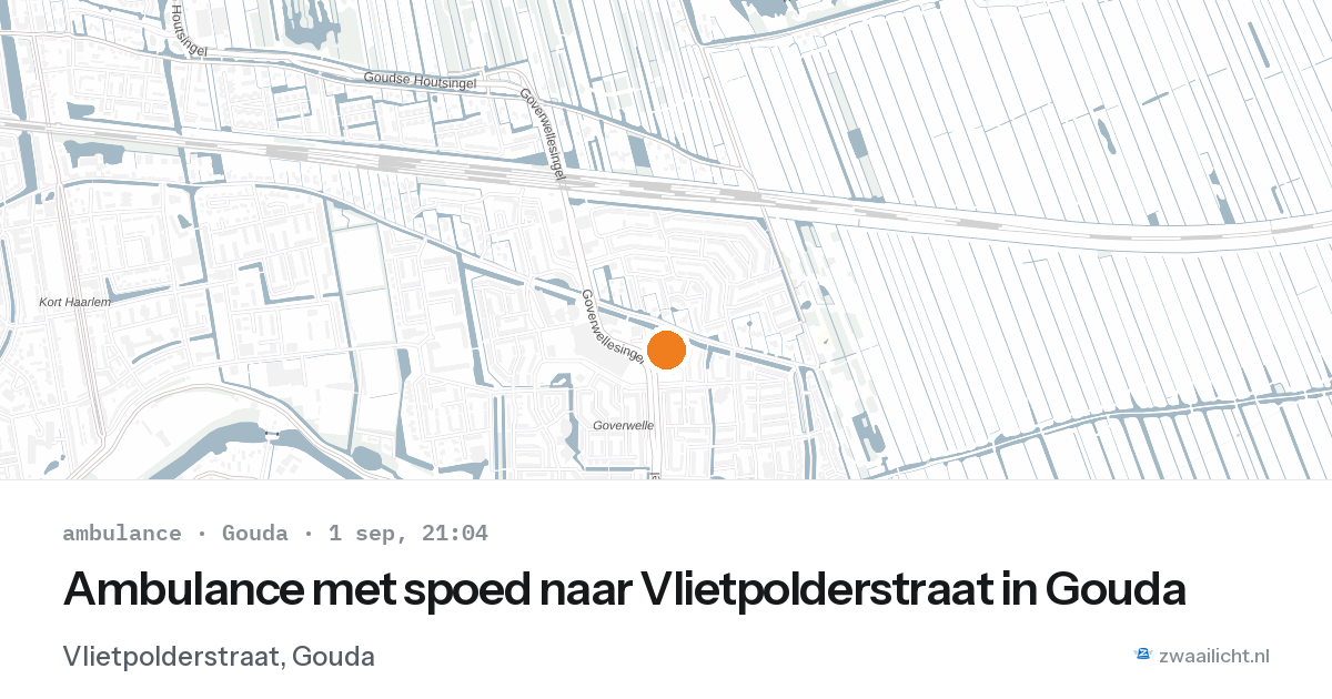 Ambulance met spoed naar Vlietpolderstraat in Gouda — 1 sep 2026