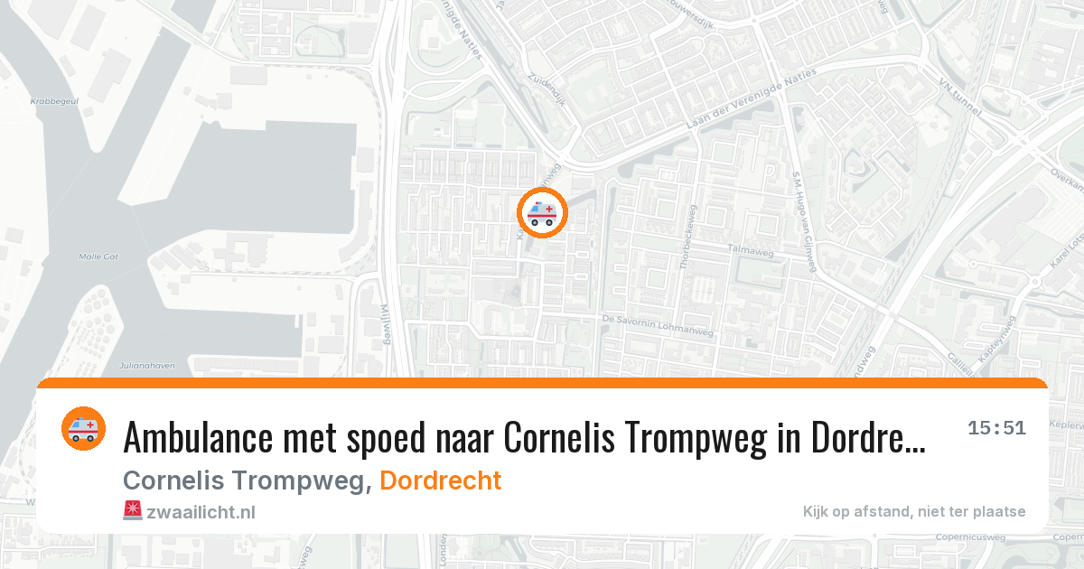 Ambulance met spoed naar Cornelis Trompweg in Dordrecht — 29 jun 2026