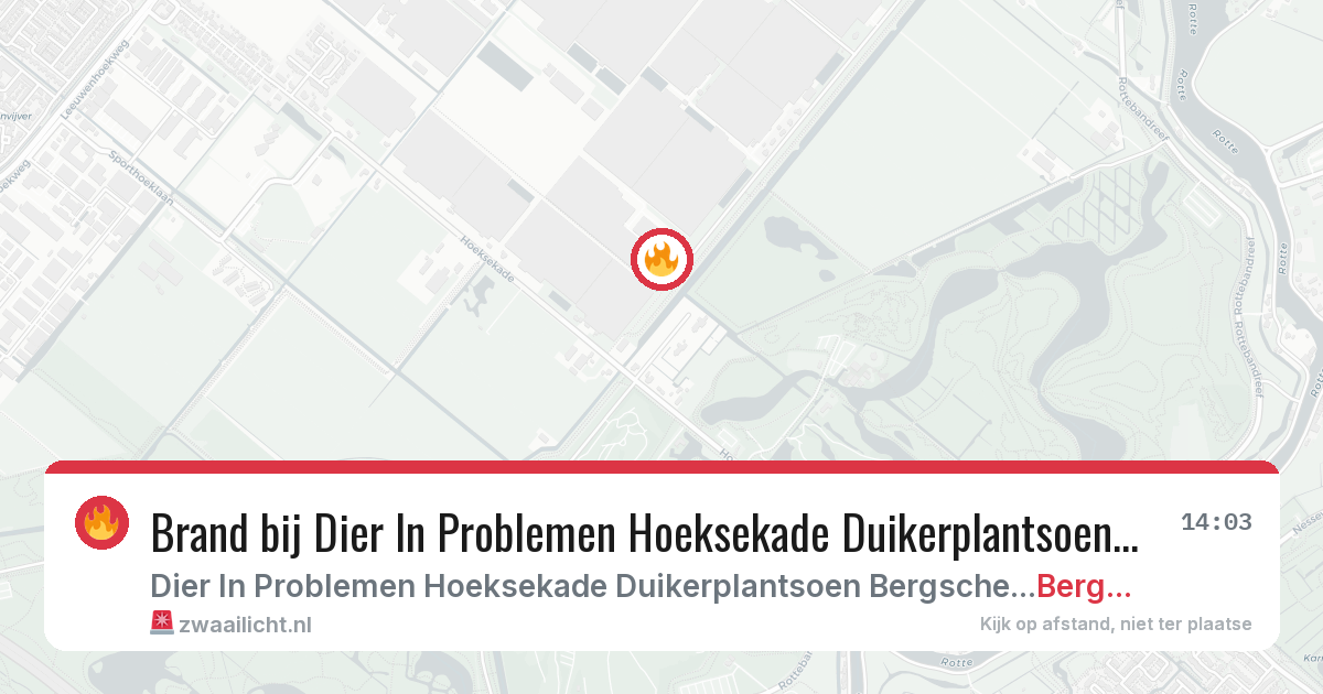 Brand bij Dier In Problemen Hoeksekade Duikerplantsoen Bergschenhoek in Bergschenhoek — 6 apr 2026