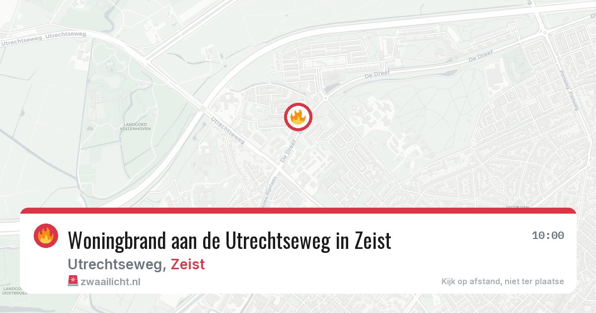 Woningbrand aan de Utrechtseweg in Zeist — 18 jun 2026