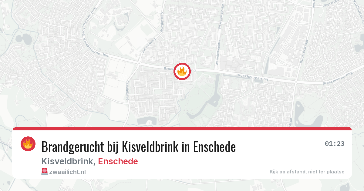 Brandgerucht bij Kisveldbrink in Enschede — 27 jun 2026