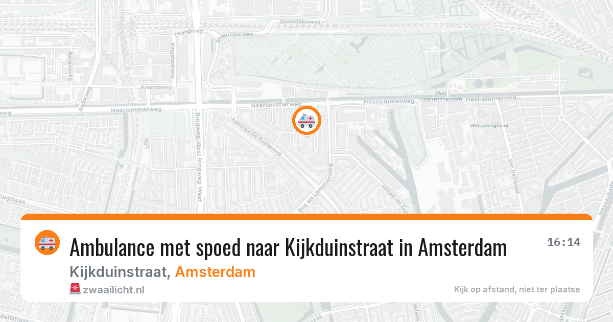 Ambulance met spoed naar Kijkduinstraat in Amsterdam — 14 jun 2026