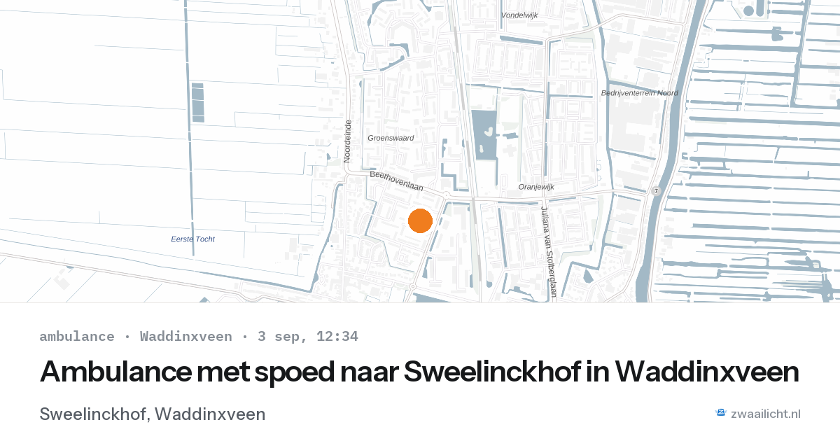 Ambulance met spoed naar Sweelinckhof in Waddinxveen — 3 sep 2026