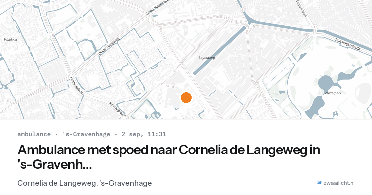 Ambulance met spoed naar Cornelia de Langeweg in 's-Gravenhage — 2 sep 2026