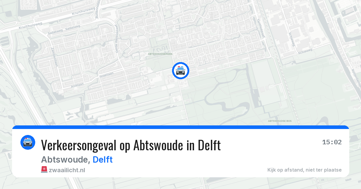 Verkeersongeval op Abtswoude in Delft — 5 aug 2026