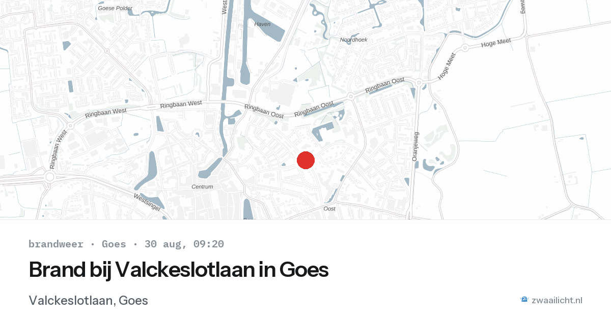 Brand bij Valckeslotlaan in Goes — 30 aug 2026