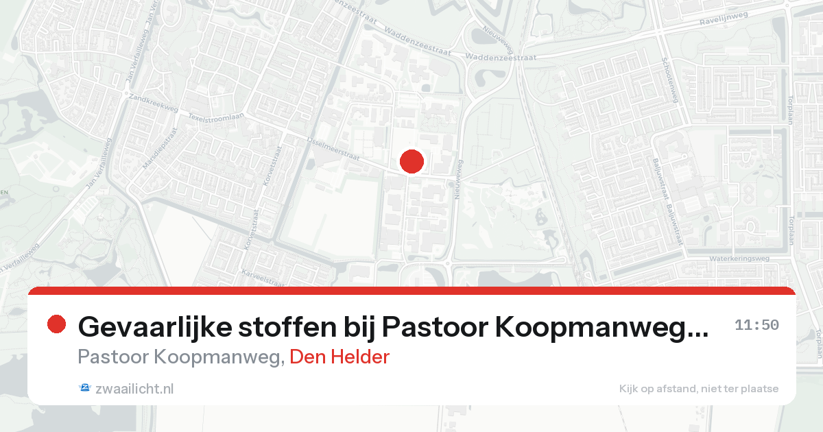 Gevaarlijke stoffen bij Pastoor Koopmanweg in Den Helder — 21 aug 2026