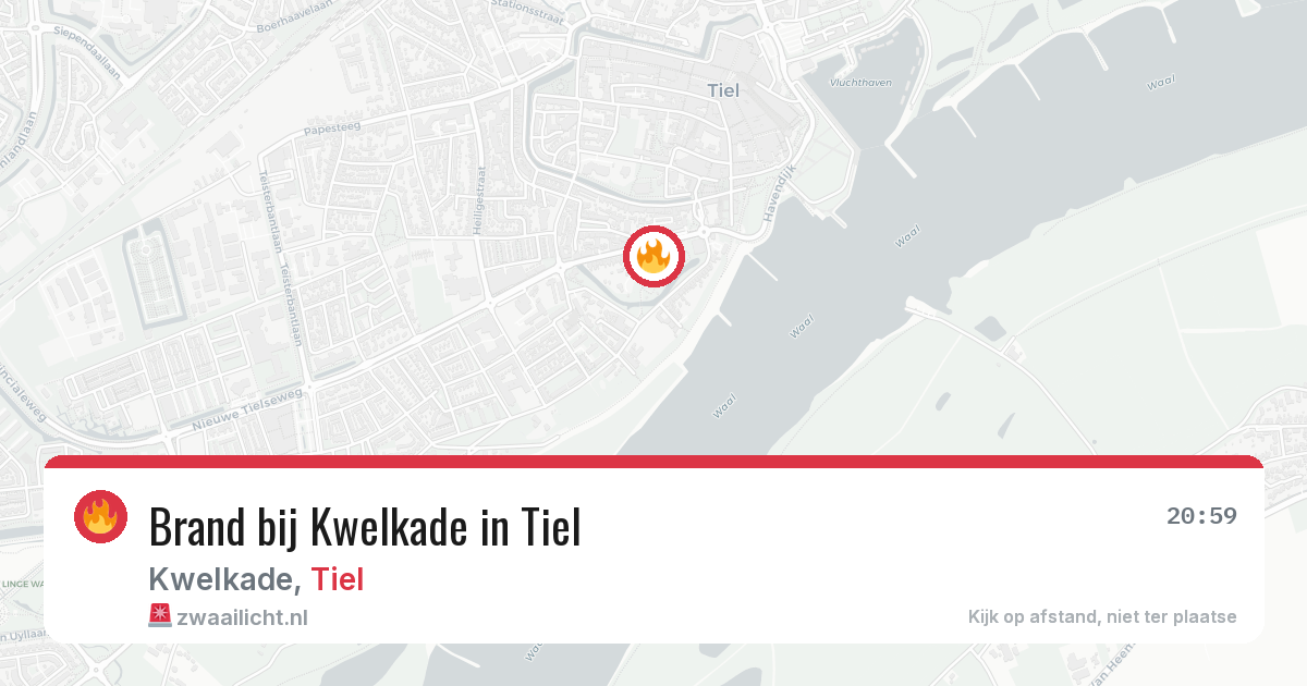 Brand bij Kwelkade in Tiel — 5 aug 2026