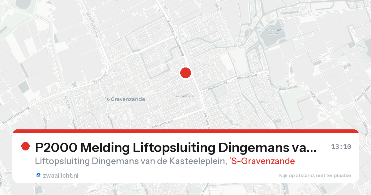 P2000 Melding Liftopsluiting Dingemans van de Kasteeleplein, 'S-Gravenzande — 31 jan 2026