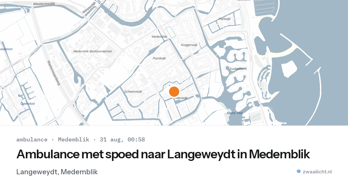 Ambulance met spoed naar Langeweydt in Medemblik — 30 aug 2026