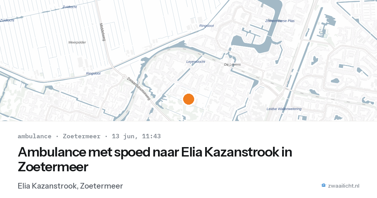 Ambulance met spoed naar Elia Kazanstrook in Zoetermeer — 13 jun 2026