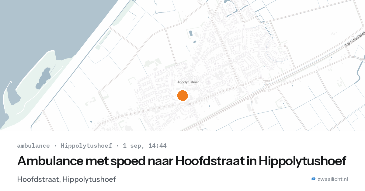 Ambulance met spoed naar Hoofdstraat in Hippolytushoef — 1 sep 2026