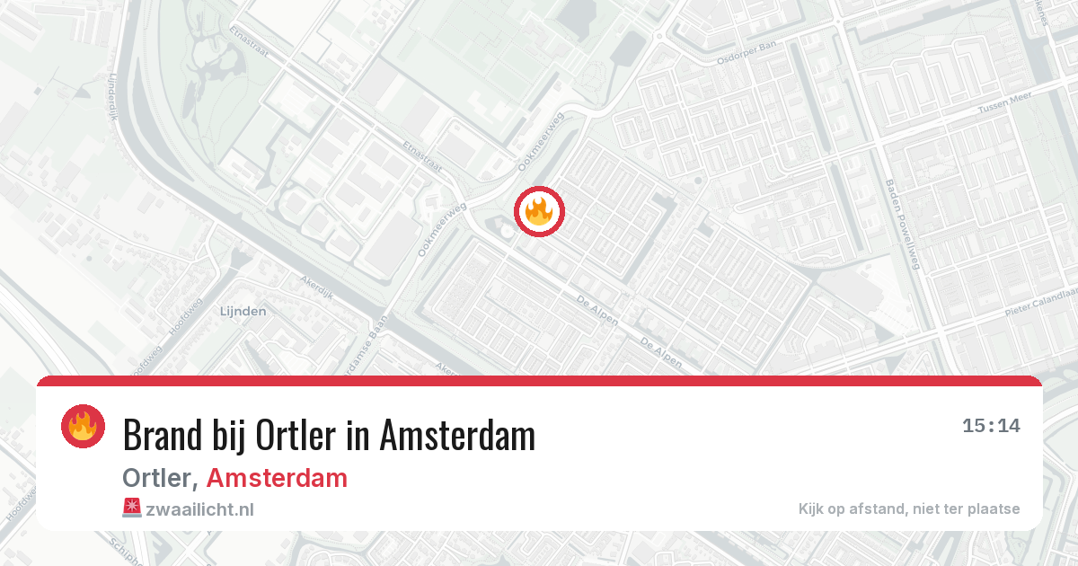 Brand bij Ortler in Amsterdam — 13 mei 2026