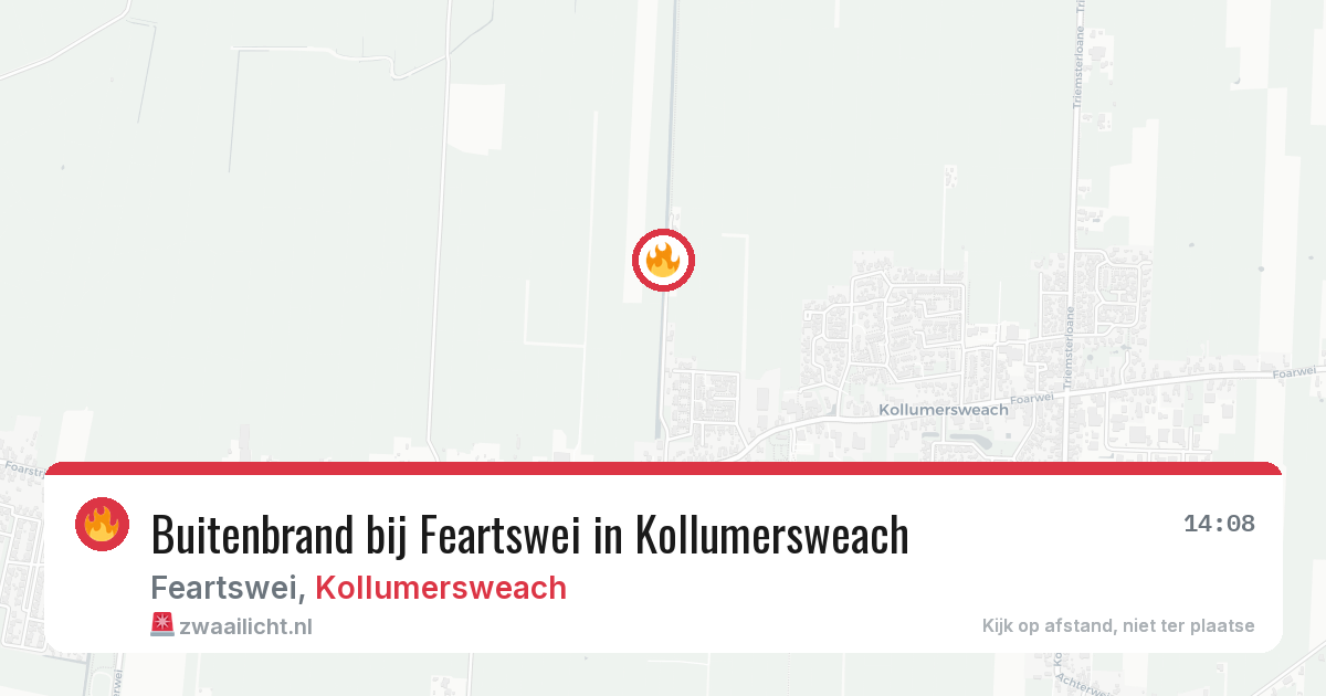 Buitenbrand bij Feartswei in Kollumersweach — 2 jun 2026